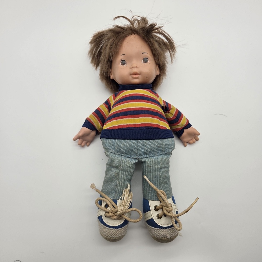 Vintage Fisher Price 1974 Joey Lapsitter 206 Boy Doll Striped Shirt Plush Toy